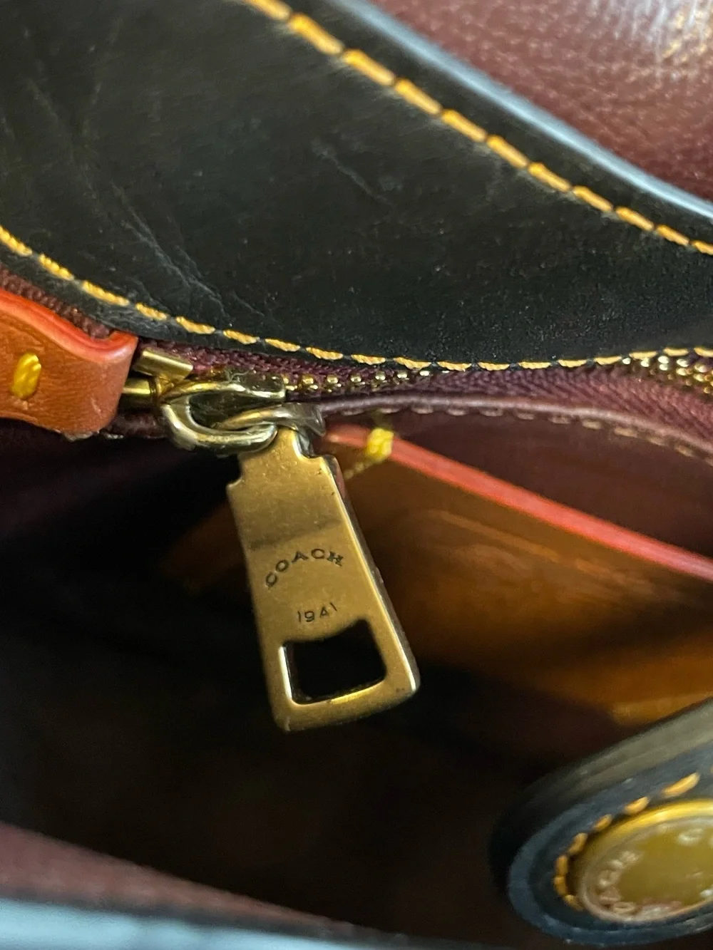 Coach 1941 Camellia Tea Rose Saddle Floral Appliqué Crossbody in Black & Plum